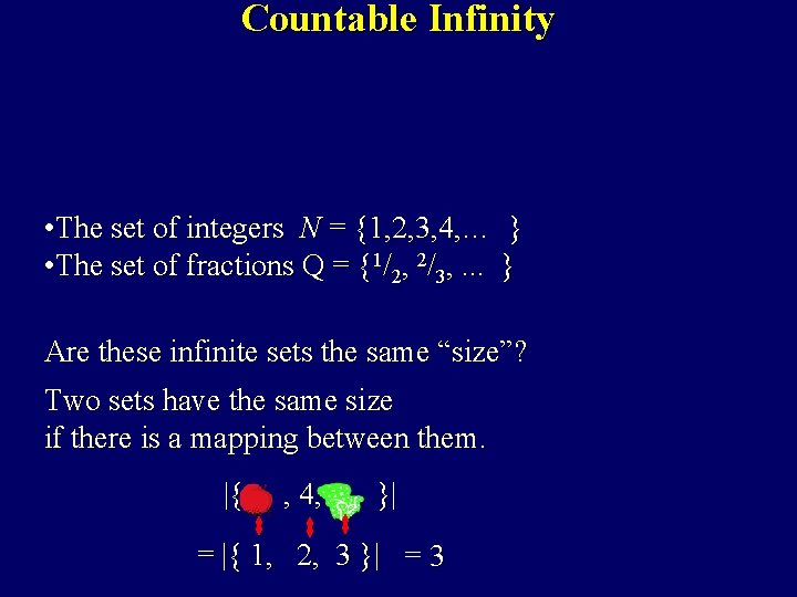 Countable Infinity • The set of integers N = {1, 2, 3, 4, …