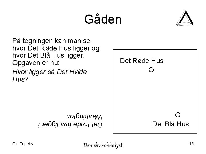 Gåden På tegningen kan man se hvor Det Røde Hus ligger og hvor Det