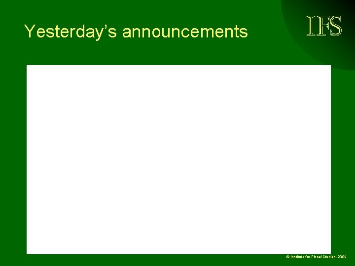 Yesterday’s announcements © Institute for Fiscal Studies, 2004 