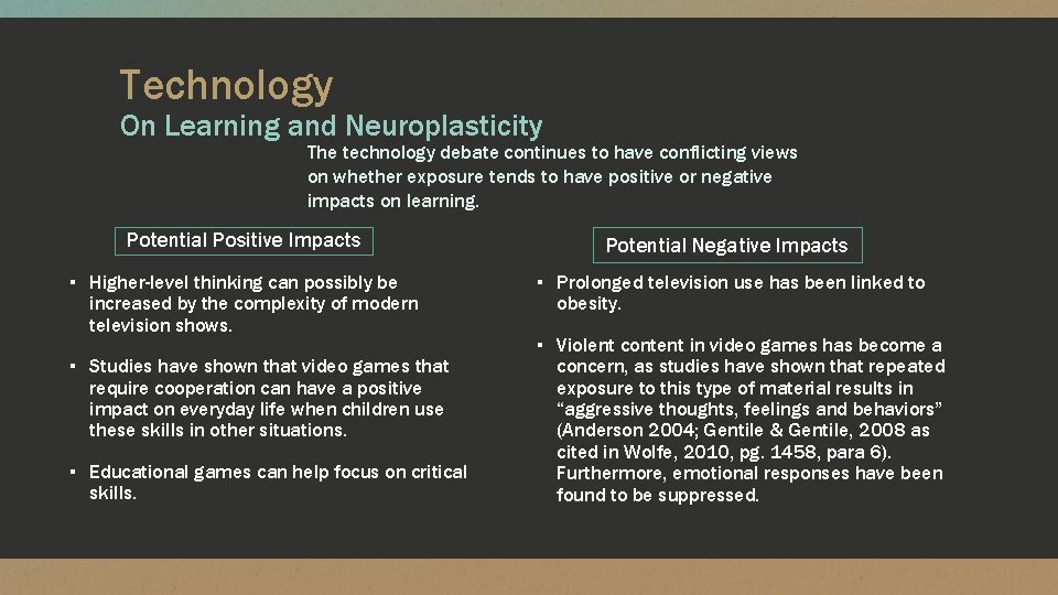 Technology On Learning and Neuroplasticity The technology debate continues to have conflicting views on