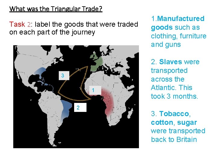 What was the Triangular Trade? Task 2: label the goods that were traded on