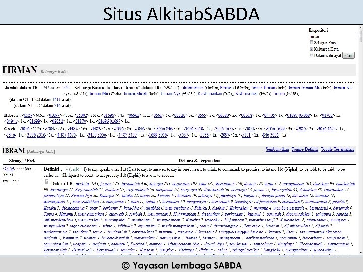 Situs Alkitab. SABDA (C) YLSA 2014 