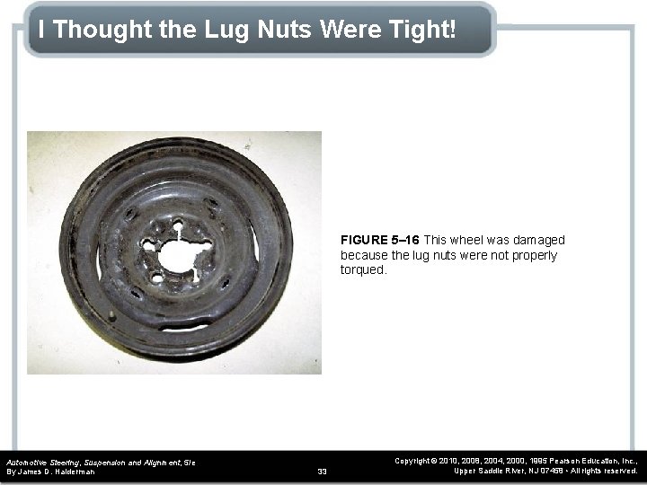 I Thought the Lug Nuts Were Tight! FIGURE 5– 16 This wheel was damaged
