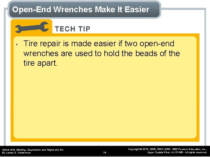 Open-End Wrenches Make It Easier • Tire repair is made easier if two open-end