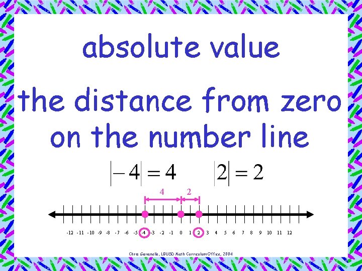 absolute value the distance from zero on the number line 4 -12 -11 -10