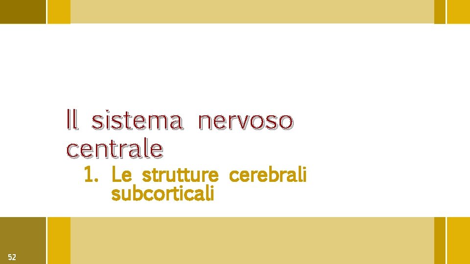 Il sistema nervoso centrale 1. Le strutture cerebrali subcorticali 52 
