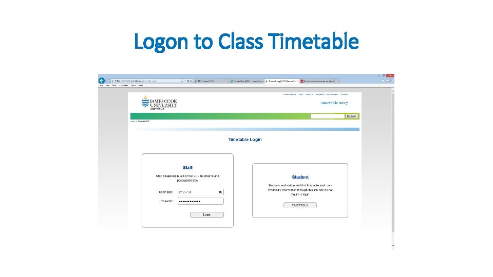 Logon to Class Timetable 