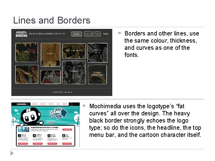 Lines and Borders and other lines, use the same colour, thickness, and curves as