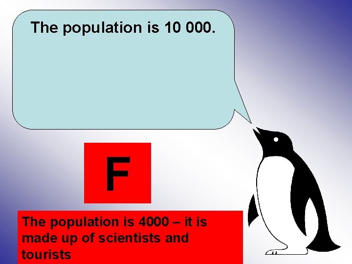 The population is 10 000. F The population is 4000 – it is made