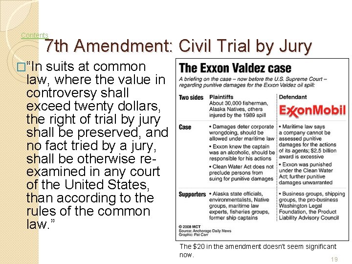 Contents 7 th Amendment: Civil Trial by Jury �“In suits at common law, where
