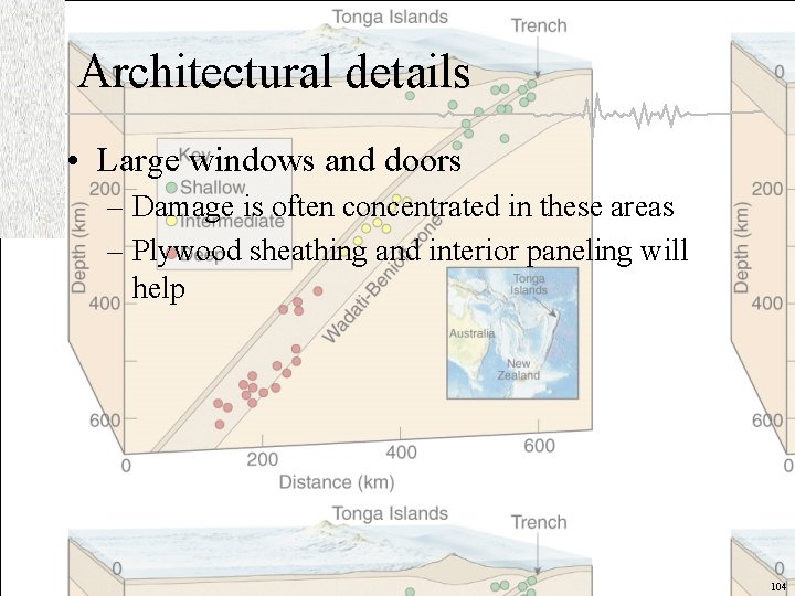Architectural details • Large windows and doors – Damage is often concentrated in these