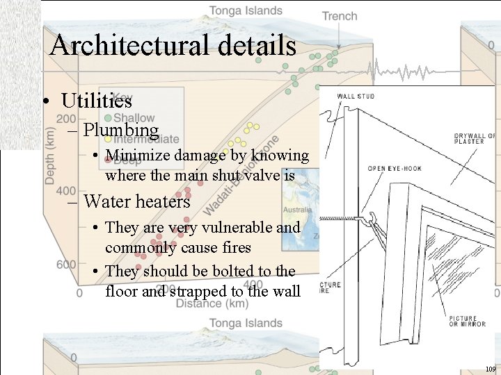 Architectural details • Utilities – Plumbing • Minimize damage by knowing where the main