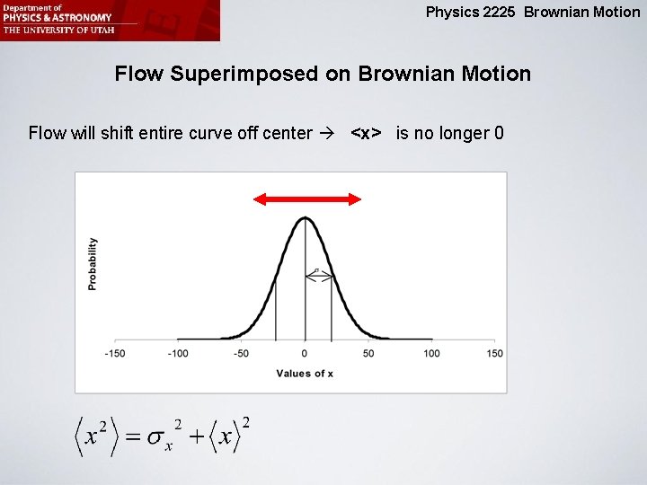 Physics 2225 Brownian Motion Flow Superimposed on Brownian Motion Flow will shift entire curve