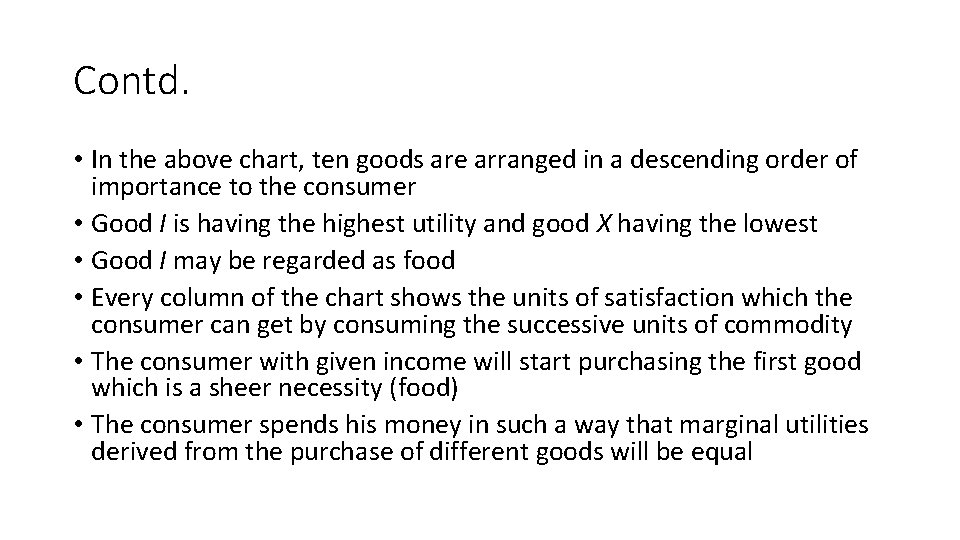 Contd. • In the above chart, ten goods are arranged in a descending order