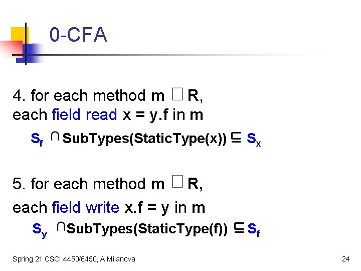 0 -CFA 4. for each method m R, each field read x = y.
