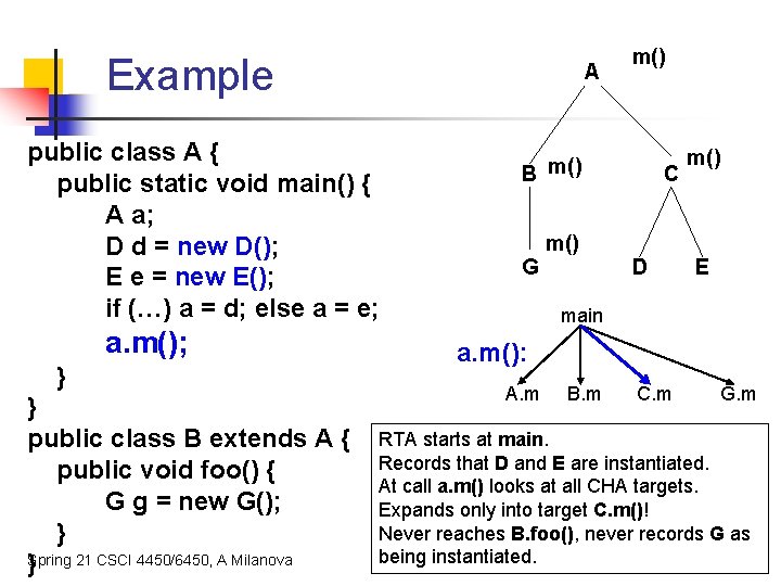 Example A public class A { public static void main() { A a; D
