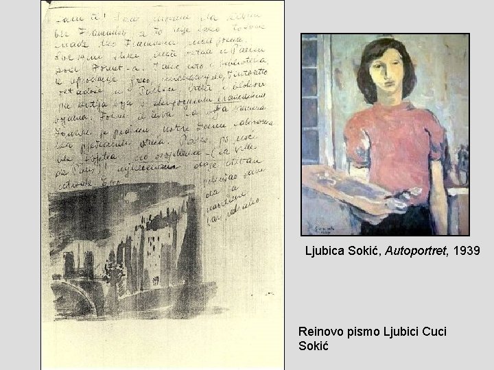 Ljubica Sokić, Autoportret, 1939 Reinovo pismo Ljubici Cuci Sokić 