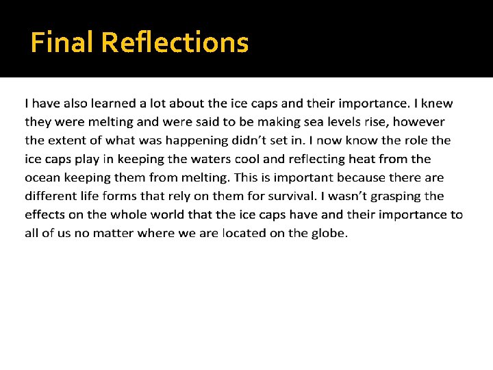 Final Reflections 