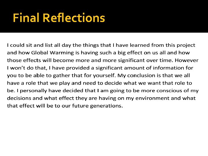 Final Reflections 