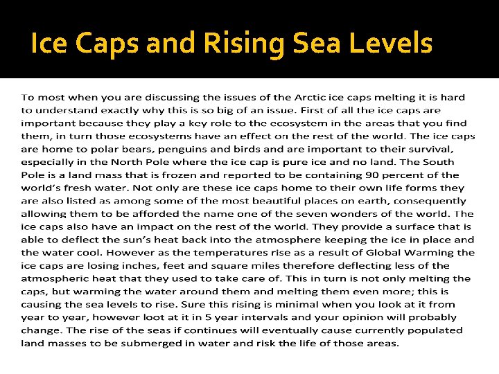 Ice Caps and Rising Sea Levels 