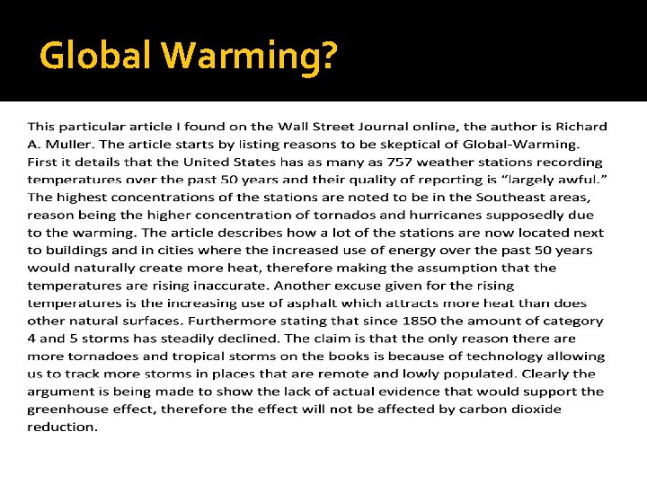 Global Warming? 