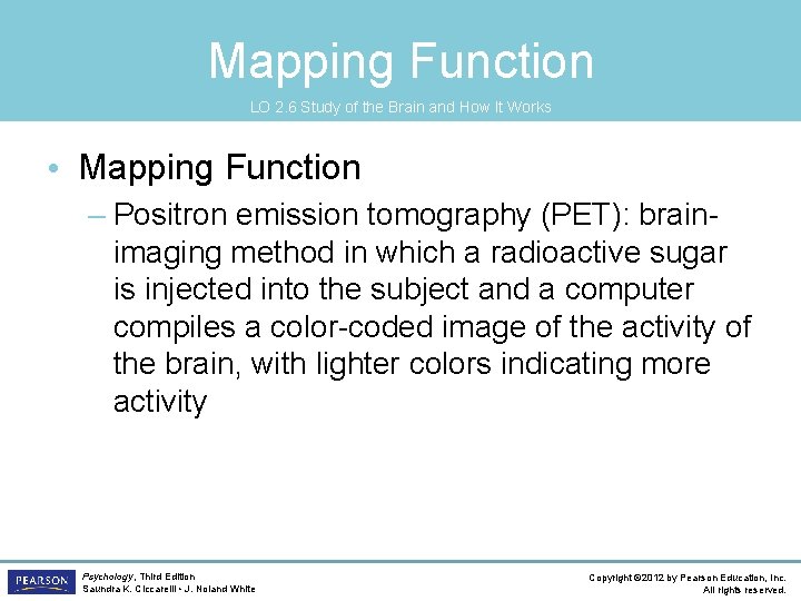 Mapping Function LO 2. 6 Study of the Brain and How It Works •