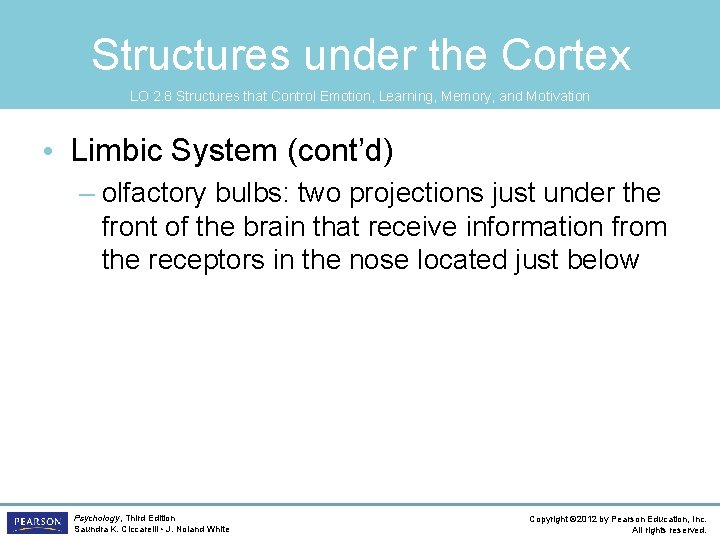 Structures under the Cortex LO 2. 8 Structures that Control Emotion, Learning, Memory, and