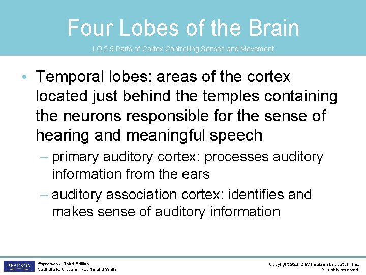 Four Lobes of the Brain LO 2. 9 Parts of Cortex Controlling Senses and