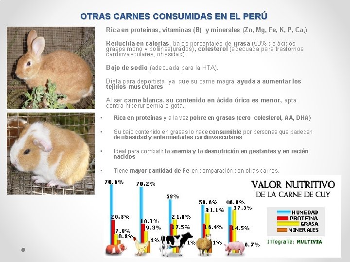 OTRAS CARNES CONSUMIDAS EN EL PERÚ • Rica en proteínas, vitaminas (B) y minerales