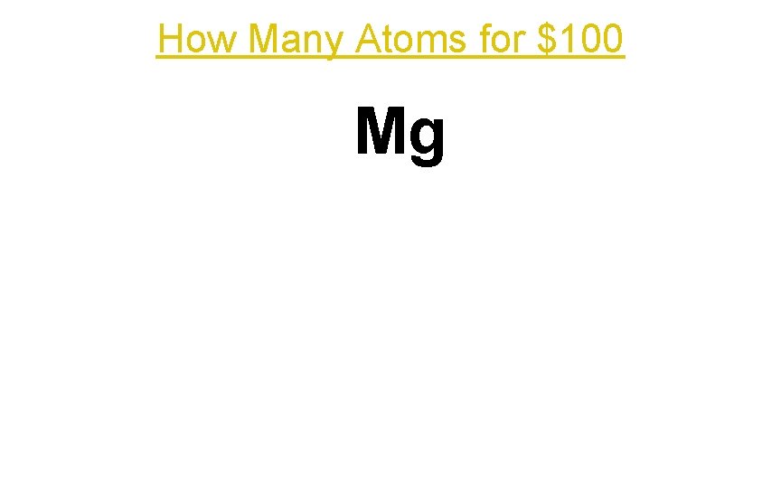 How Many Atoms for $100 Mg 