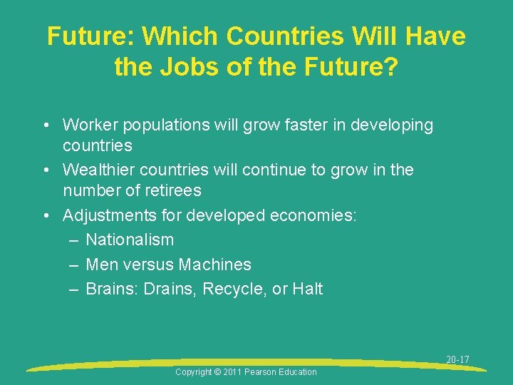 Future: Which Countries Will Have the Jobs of the Future? • Worker populations will