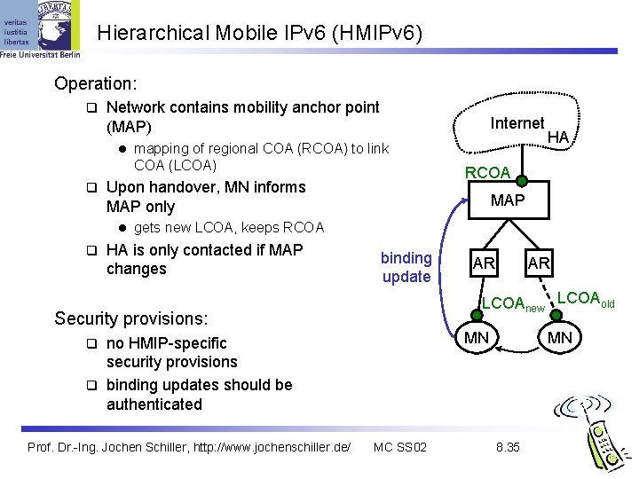Hierarchical Mobile IPv 6 (HMIPv 6) Operation: q Network contains mobility anchor point (MAP)