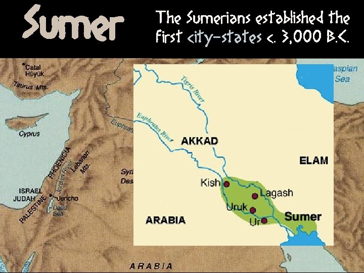 Sumer The Sumerians established the first city-states c. 3, 000 B. C. 