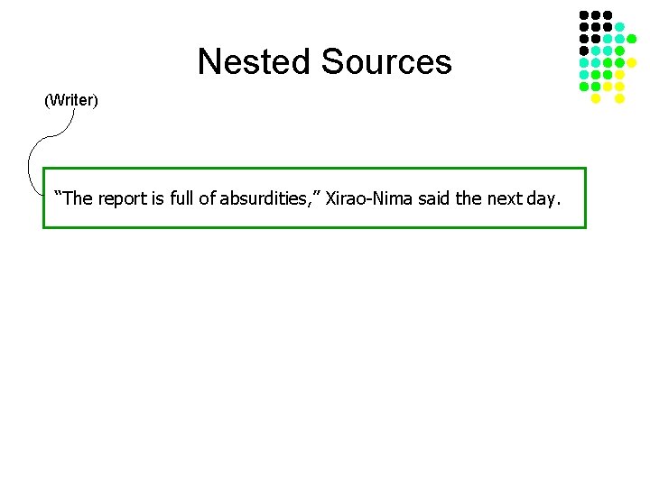 Nested Sources (Writer) “The report is full of absurdities, ’’ Xirao-Nima said the next