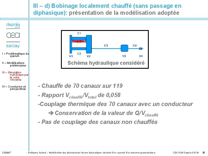 III – d) Bobinage localement chauffé (sans passage en diphasique): présentation de la modélisation
