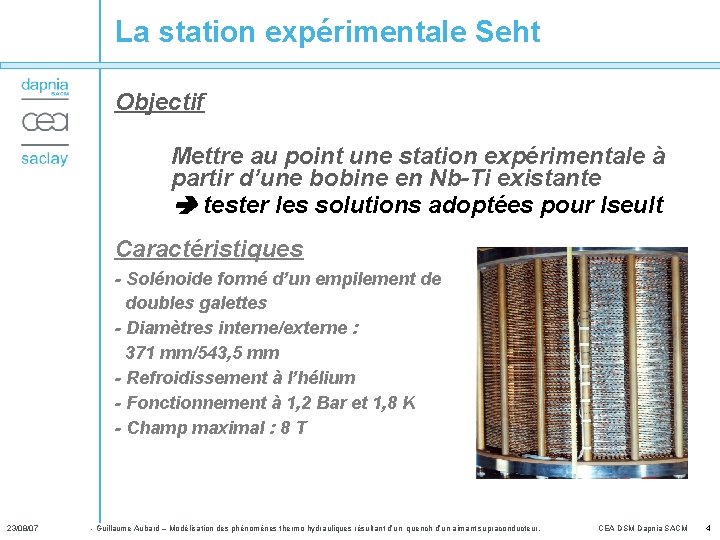 La station expérimentale Seht Objectif Mettre au point une station expérimentale à partir d’une
