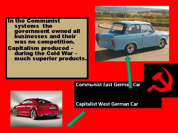 In the Communist systems the government owned all businesses and their was no competition.