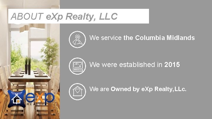 ABOUT e. Xp Realty, LLC We service the Columbia Midlands We were established in