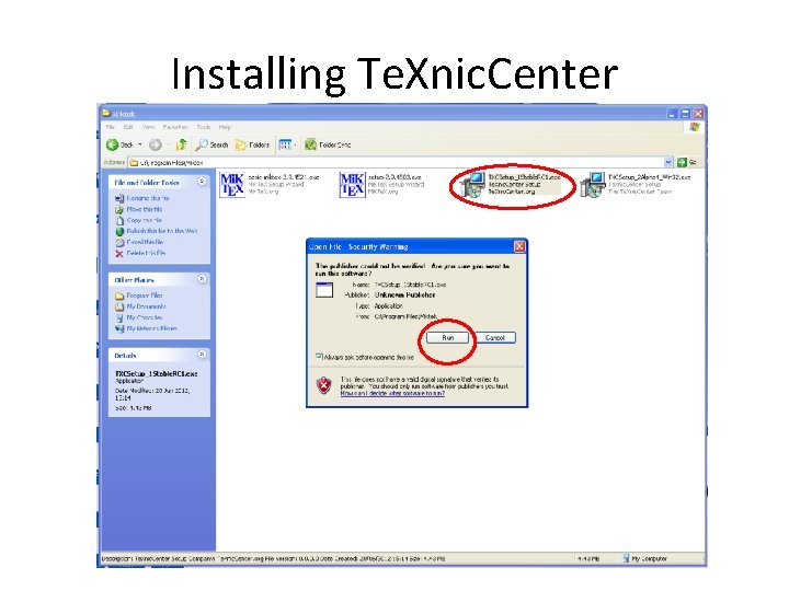 Installing Te. Xnic. Center 