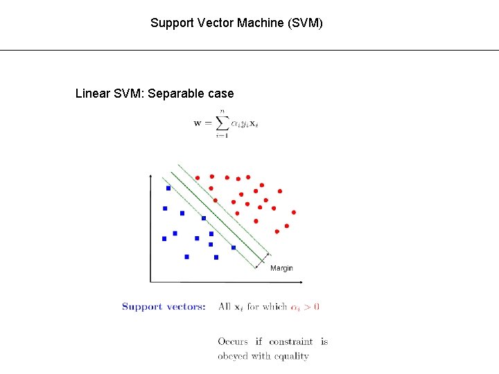Support Vector Machine (SVM) Linear SVM: Separable case 