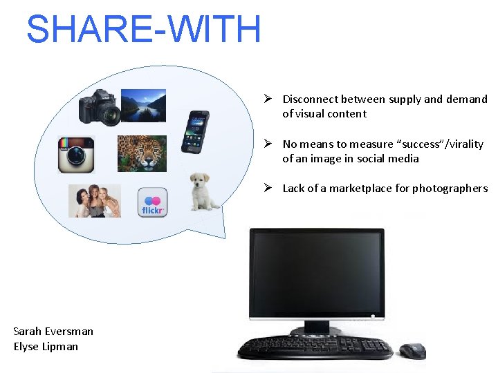 SHARE-WITH Ø Disconnect between supply and demand of visual content Ø No means to