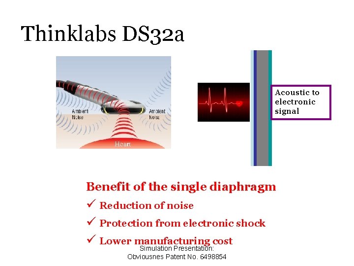 Thinklabs DS 32 a Acoustic to electronic signal Benefit of the single diaphragm ü
