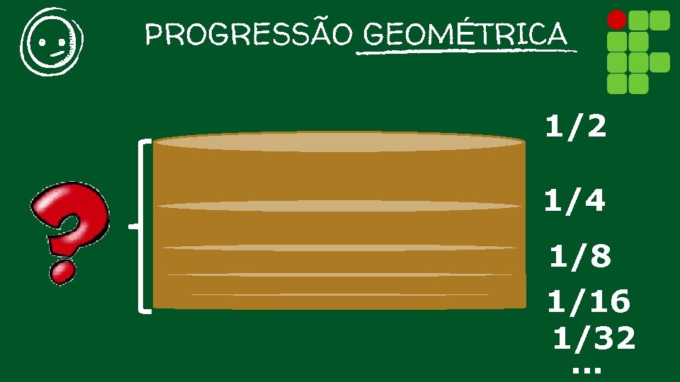 PROGRESSÃO GEOMÉTRICA 1/2 1/4 1/8 1/16 1/32. . . 