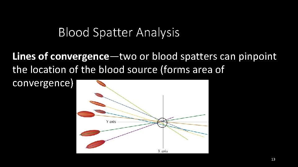 Blood Spatter Analysis Lines of convergence—two or blood spatters can pinpoint the location of