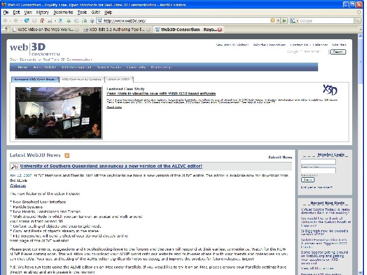Today’s www. web 3 D. org page Today’s www. web 3 D. org page