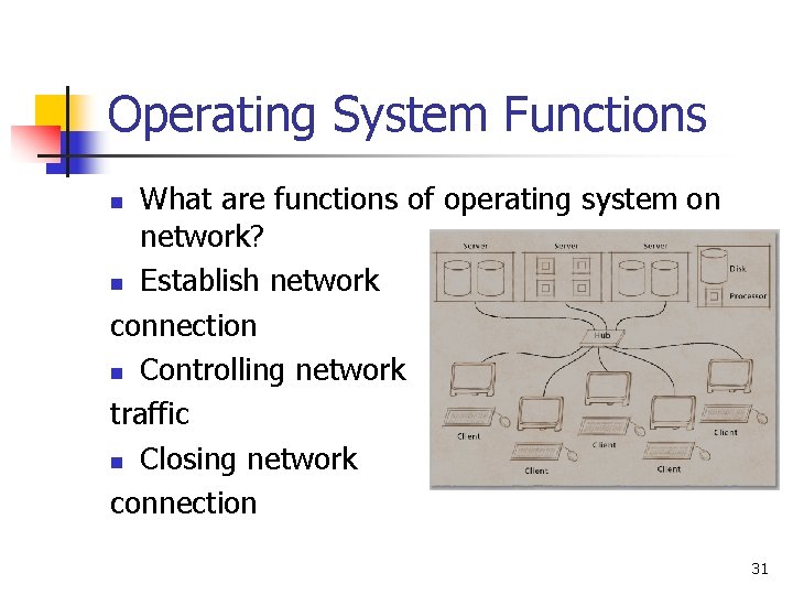Operating System Functions What are functions of operating system on network? n Establish network