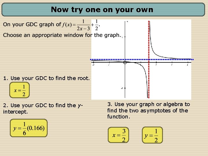 Now try one on your own 1. Use your GDC to find the root.