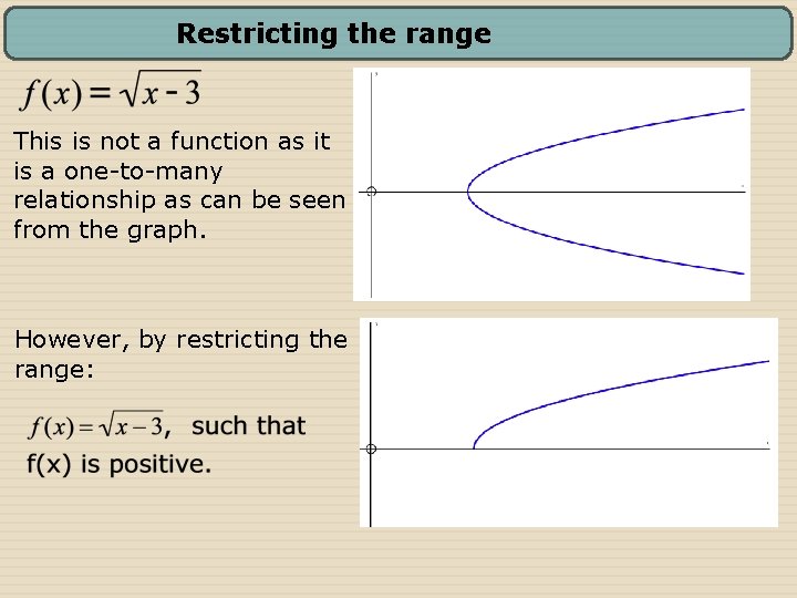 Restricting the range This is not a function as it is a one-to-many relationship