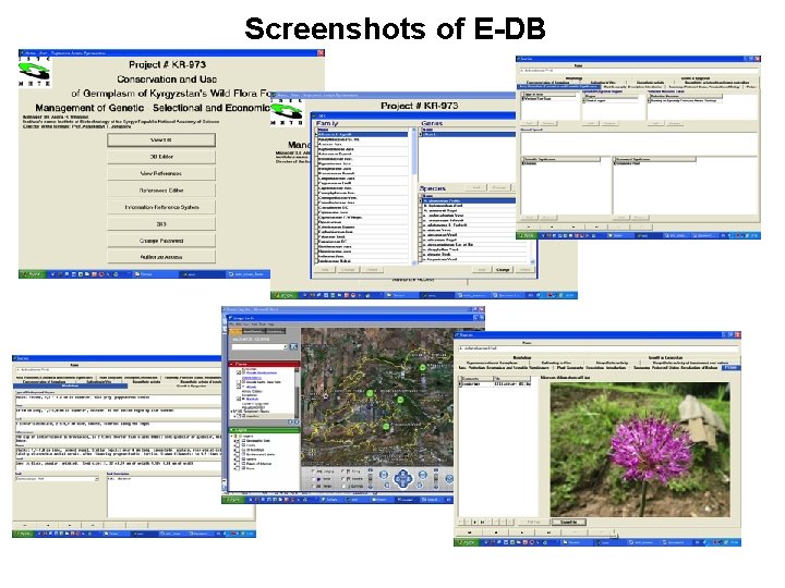 Screenshots of E-DB 