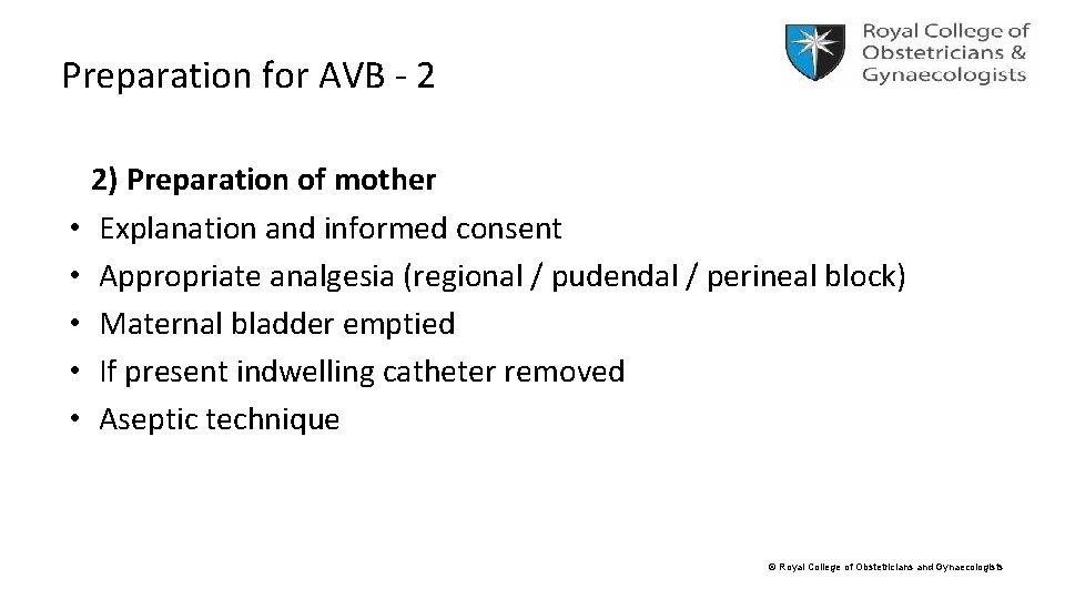 Preparation for AVB - 2 • • • 2) Preparation of mother Explanation and